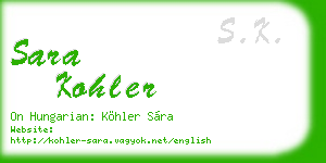 sara kohler business card